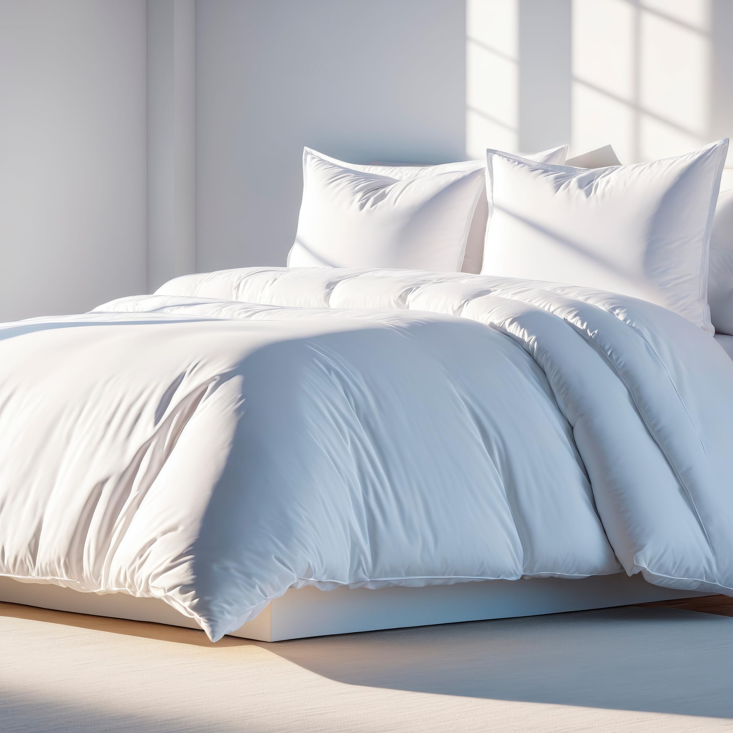 White Classic White Queen Duvet Cover Set, Microfiber Duvet Cover With Zipper, Duvet Cover Set Of 1 Down Comforter Cover With 2